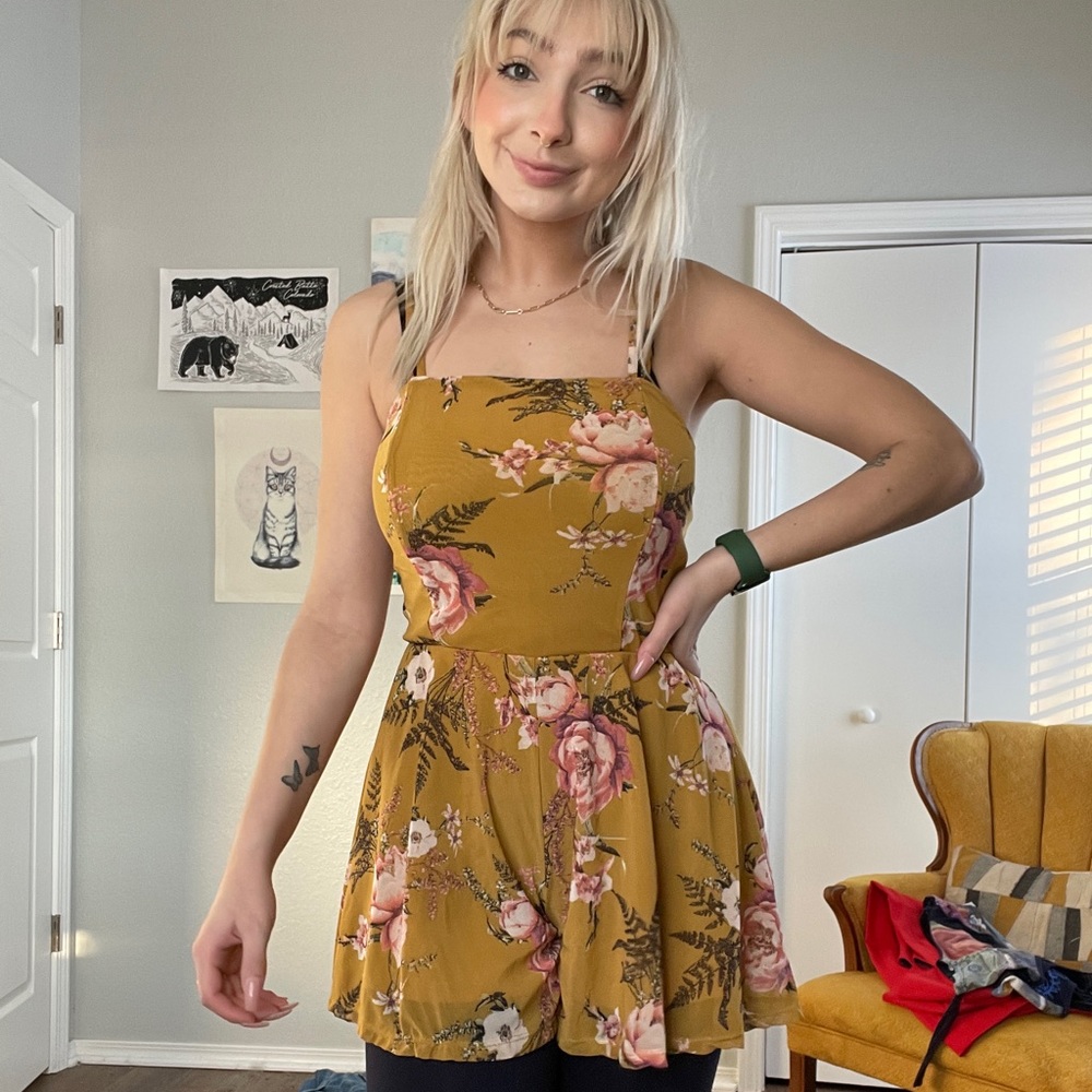 Mustard Floral Playsuit/Romper